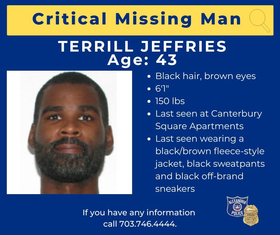 Alexandria police searching for critical missing man last seen Saturday