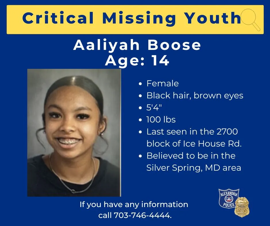 Alexandria police seek public's help finding missing 14-year-old girl